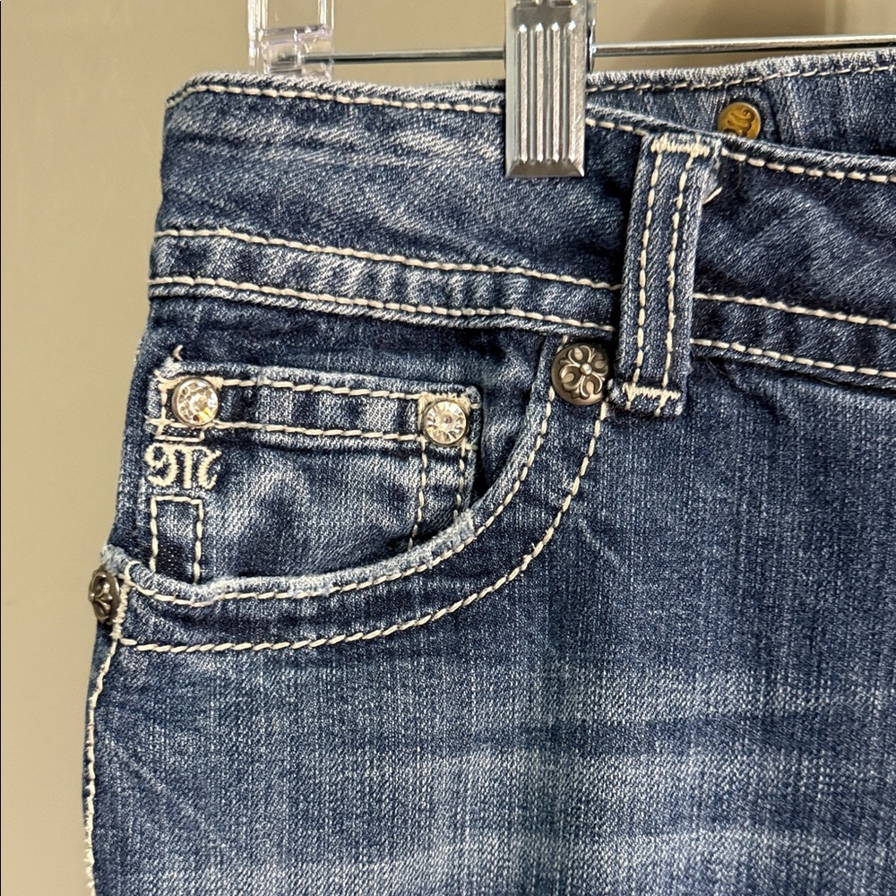 Women's Blue Washed Straight-Leg Jeans - Picture 2 of 16
